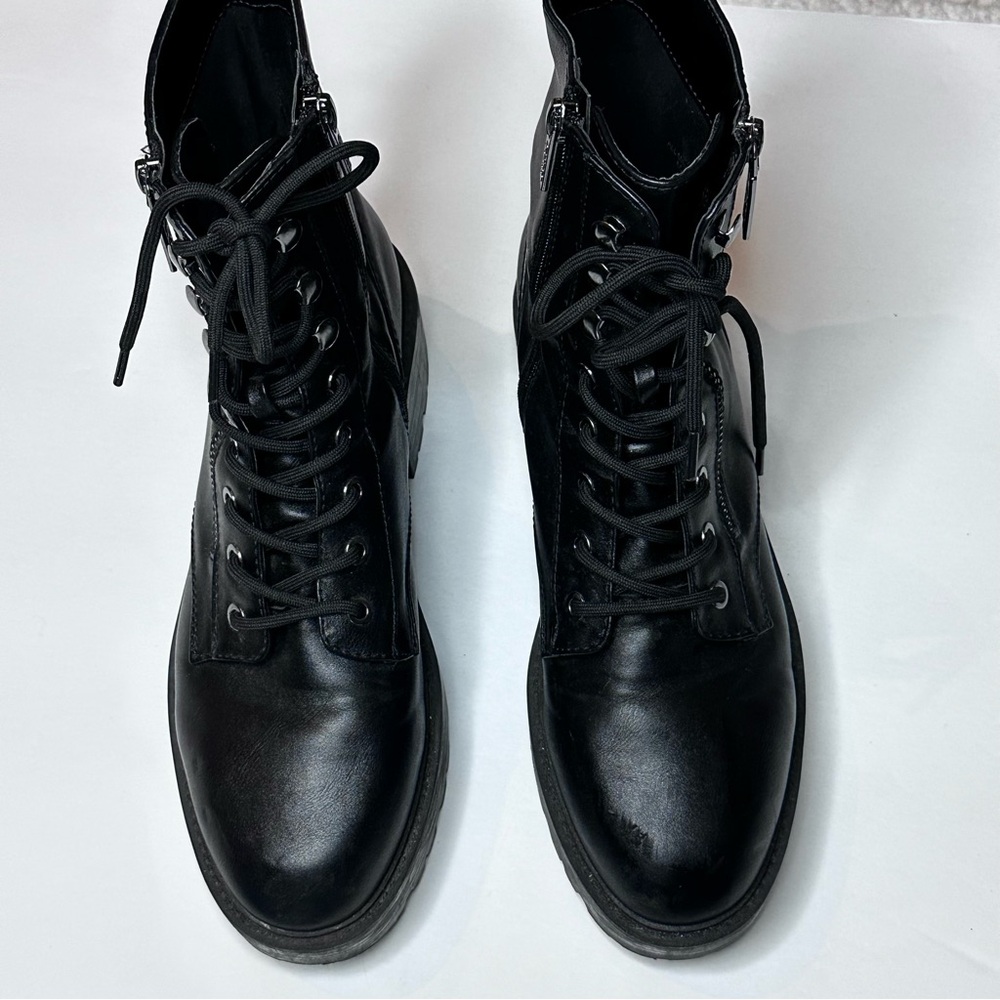 Women’s Guess Black Leather Combat Boots